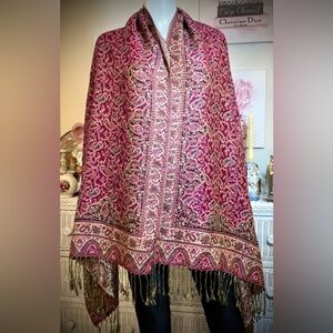 Marc by Marc Jacobs Shawl paisley multi colors of Pink & cranberry 70” Long